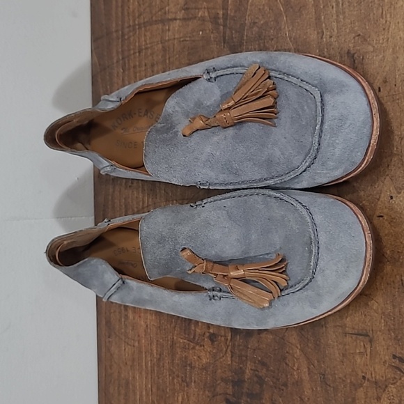 Kork-Ease Gray/Blue Suede Loafers with Tassels - Picture 6 of 10